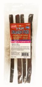 12 Inch CS Deluxe Collagen Sticks 4 Pack in Zip Lock Bag