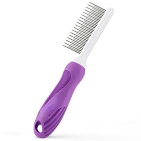 Dog Comb with Long & Short Stainless-Steel Teeth for Removing Matted Fur