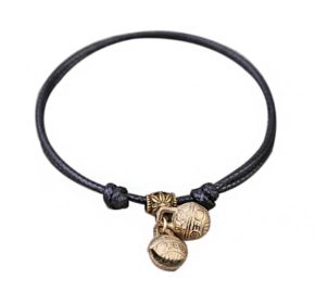 Adjustable Pet Collar with Bell Pendant Lightweight 7-11 inches, Black rope