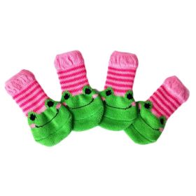 4 Pcs Dogs Knitted Socks Pink Green Frog Covers Scratch Dirt Resistant