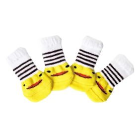 4 Pcs Dogs Knitted Socks Yellow Chick Paw Protection Dirt Resistant