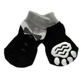 4 Pcs Puppy Socks Knitted Paw Protection Poodle Teddy Socks, Black Suit