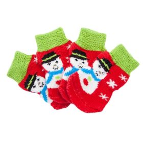 4 Pcs Dog Knitted Socks Christmas Foot Covers Snowman