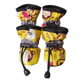 4 Pcs Yellow Dog Foot Covers Rain Shoes Waterproof