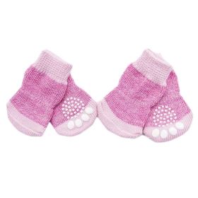 4 Pcs Pink Knitted Dogs Socks Paw Protection Indoor Wear