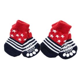 4 Pcs Red Stars Socks Knitted Paw Protection