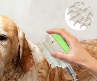 Dog Shower Sprayer Scrubber, 3 Gear in One Pet Bathing & Massaging, Compatible to All Standard Water Tube