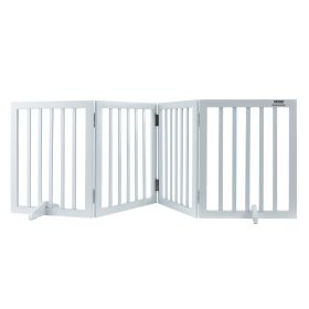 Free Standing Dog Gate, 24" H x 80.3" W 4 Panels Foldable