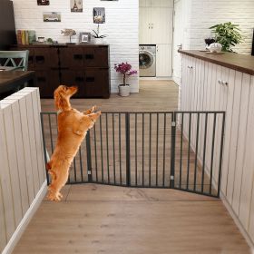 Dog Gate for Doorways; Stairs or House; Folding; Dark Brown; Arc Wooden