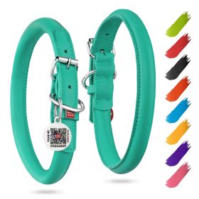 Leather Dog Collar Soft Padded 13-16 inch Neck Mint Color