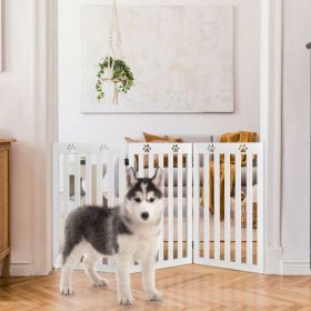 36 Inch Folding Wooden Freestanding Dog Gate with 360° Flexible Hinge