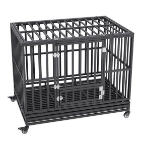 Heavy Duty Dog Crate 3-Door Kennel Lockable Wheels and Removable