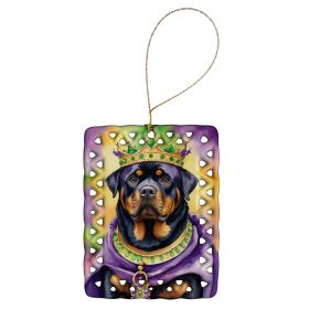 Rottweiler King of Mardi Gras Porcelain Ornament Christmas Tree Hanging
