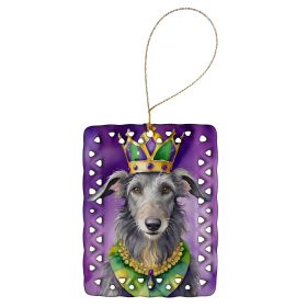 Scottish Deerhound King of Mardi Gras Porcelain Ornament Christmas Tree