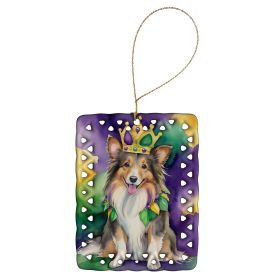 Sheltie King of Mardi Gras Porcelain Ornament Christmas Tree Hanging Decorations