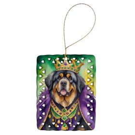 Tibetan Mastiff King of Mardi Gras Porcelain Ornament Christmas Tree Hanging Decorations