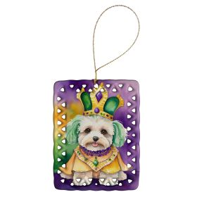 Maltipoo King of Mardi Gras Porcelain Ornament Christmas Tree Decoration