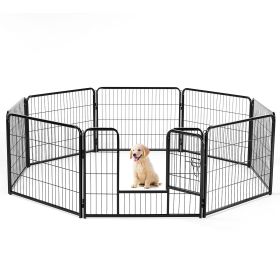 Dog Playpen Indoor with Door, Fence for Small Animals Outdoor Black