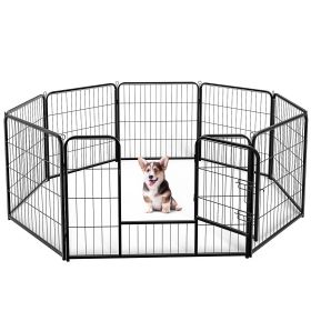 Dog Playpen Indoor with Door, Outdoor, 8 Panel 32 Inch Tall, Black