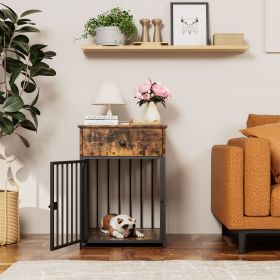 Dog Crate Furniture, Decorative Dog Kennel with Drawer, Indoor Pet Crate End Table