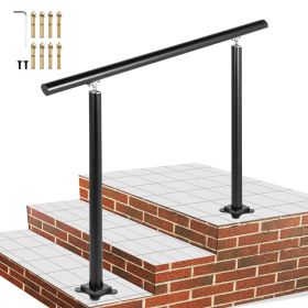Outdoor Stair Railing Kit, 3 FT Handrails Adjustable Angle Black Aluminum