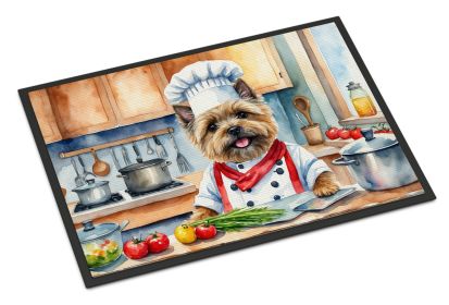 NEW Cairn Terrier The Chef Doormat Front Door Mat Indoor Outdoor Rugs for Entryway, Non Slip Washable Low Pile, 18H X 27W