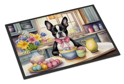Boston Terrier Doormat Front Door Mat Indoor Outdoor Rugs, Non Slip Washable Low Pile, 24H X 36W