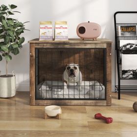 Dog Crate Furniture, Medium Wooden Dog Crate with Double Doors, Indoor Dog Kennel
