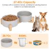 Double 28.7Oz Ceramic Pet Bowls Dog Cat Bowls with Wooden Stand Raised Pet Feeder