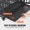 Heavy Duty Dog Crate 3-Door Kennel Lockable Wheels and Removable