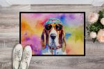 NEW Basset Hound Hippie Dawg Doormat Front Door Mat Indoor Outdoor Rugs for Entryway, Non Slip Washable Low Pile, 18H X 27W