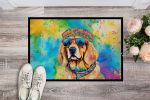 NEW Golden Retriever Hippie Dawg Doormat Front Door Mat Indoor Outdoor Rugs for Entryway, Non Slip Washable Low Pile, 18H X 27W