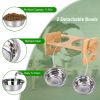 Bamboo Double Dog Raised Bowls 15 Degree Tilt Elevated Dog Bowls with 4 Adjustable Heights 2 Stainless Steel
