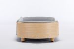 Scandinavian style Elevated Dog Bed Sofa with Solid Wood legs and Bent Wood Back, Velvet Cushion, Light Grey