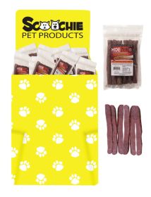 Dump Bin of Hide Zero Bully Flavored Rawhide Alternative 10 Inch 4 Pack 70 Zip Lock Packages Per Display