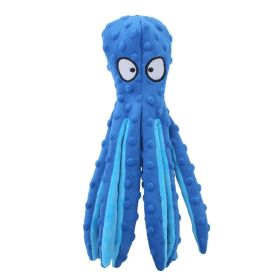 Squeaky Stuffed Interactive Plush Octopus Soft Dog Toys (Color: Blue)