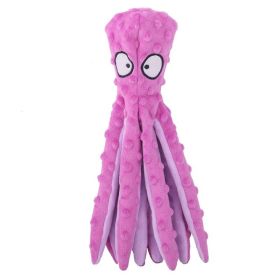 Squeaky Stuffed Interactive Plush Octopus Soft Dog Toys (Color: Pink)