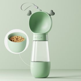 Portable Dog Water Bottle, 2 In 1 Dispenser with Food Container for Traveling (Color: Green, size: Water and food)