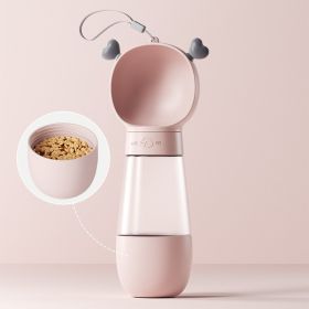 Portable Dog Water Bottle, 2 In 1 Dispenser with Food Container for Traveling (Color: Pink, size: Water and food)
