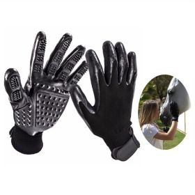 Pet Hair Removal Gloves; Pet Grooming Gloves; Bathing; (Color: Black, size: NO.9)