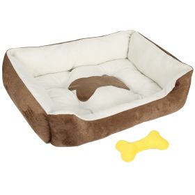 Dog Bed Soft Warm Fleece, Nest Sofa Bed Cushion Mat S Size (Color: Brown, size: S)