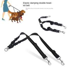 Dog Double Leashes - No Tangle Comfortable Shock Absorbing Reflective Bungee (colour: grey)