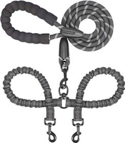Dual Dog Leash; 360 Swivel No Tangle Walking Leash; Shock Absorbing Bungee (Color: Royal Blue, size: length)