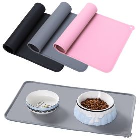 Silicone Dog Bowl Mat Feeding Drinking Mat Easy Washing Placemat (Color: Gray)