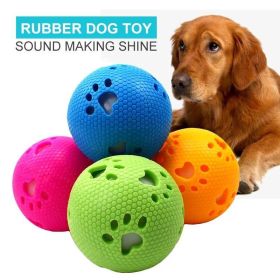 Rubber Pet Ball Toys Sound Interactive Durable Molar Dog Training Toys (Color: Blue)