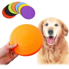 7 Colors Flying Disk Safety TPR Pet Interactive Toys Training (Color: Blue, size: Diameter 17cm)