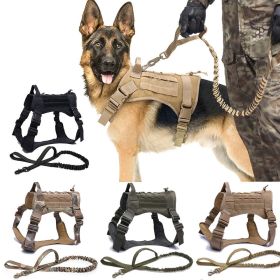 Tactical Quick Release Dog Harness (Color: Black Harness Leash, size: L)
