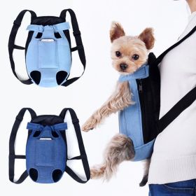 Denim Dog Backpack Outdoor Travel Carrier Bag for Small Dogs (Color: Denim Light Blue, size: XL)