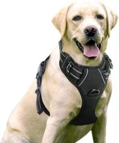 Dog Harness; No-Pull with 2 Leash Clips; Adjustable Soft Padded Vest (Color: Classic Black, size: medium)