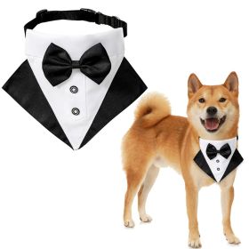 Wedding suit dog collar pet saliva towel dog wedding triangle scarf (Color: Independence Day triangular scarf collar suit, size: L)